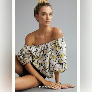 Velvet by Graham and Spencer Zoey Print Blouse On Or Off Shoulder size L